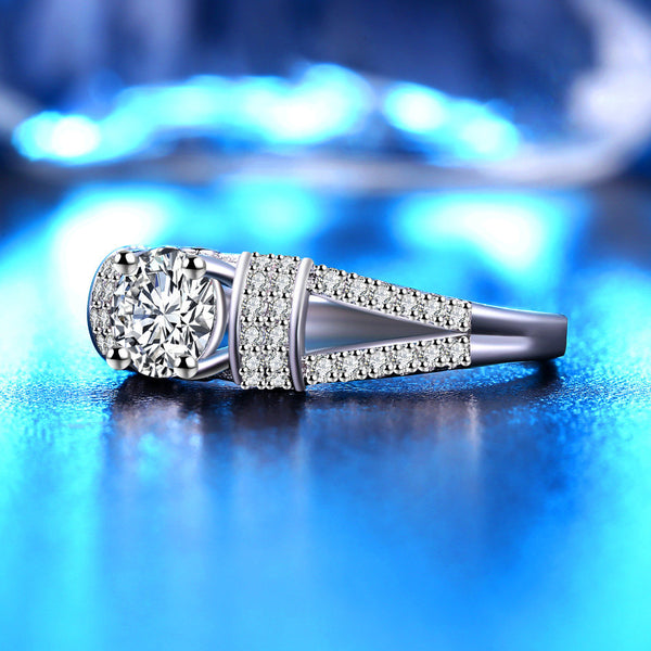 Women Fashion Jewelry Silver White Zircon Wedding Ring Size 10