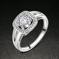 Women Fashion Jewelry Silver White Zircon Wedding Ring Size 10
