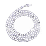4mm 16-60inch Fashion Women Men 925 Sterling Silver Flat Figaro Curb Chain Necklace Italy Chains Lobster Clasps Link for Charms Pendant Wedding Party Fine Jewelry