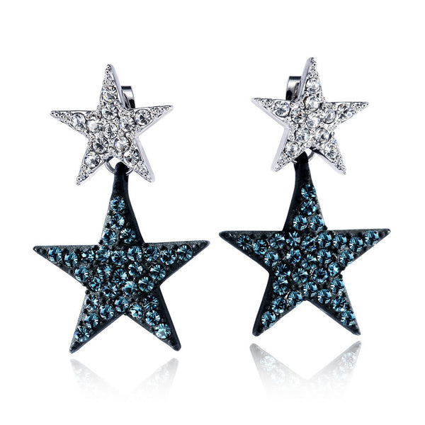 Viennois Mixed Color Abstract Star Drop Earrings For Women Geometric Rhinestone Dangle Earrings Fashion Jewelry